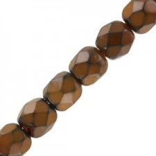 Czech Fire polished faceted glass beads 4mm Snake color Jet tawny brown